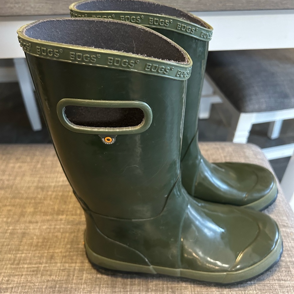 Bogs Big Kids Olive Green Waterproof Rain Boots